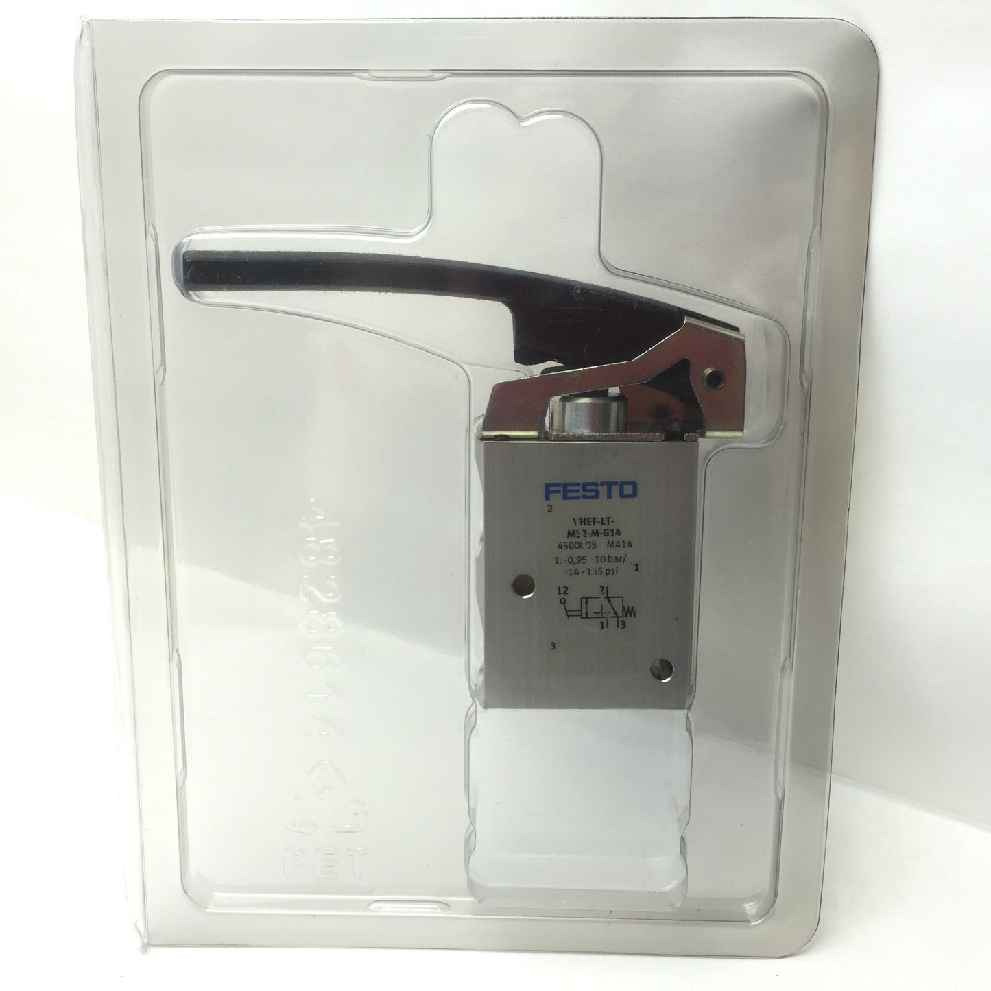 New Festo VHEF-LT-M32-M-G14 Manual Pneumatic Finger Lever Valve, 3/2-Way, G1/4 Ports