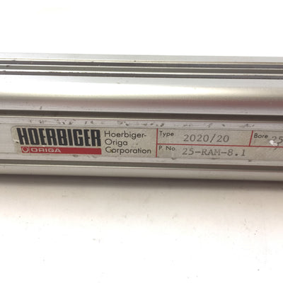 Used Hoerbiger-Origa 25-RAM-8.1 Rodless Pneumatic Cylinder, Bore: 25mm, Stroke: 8.1"