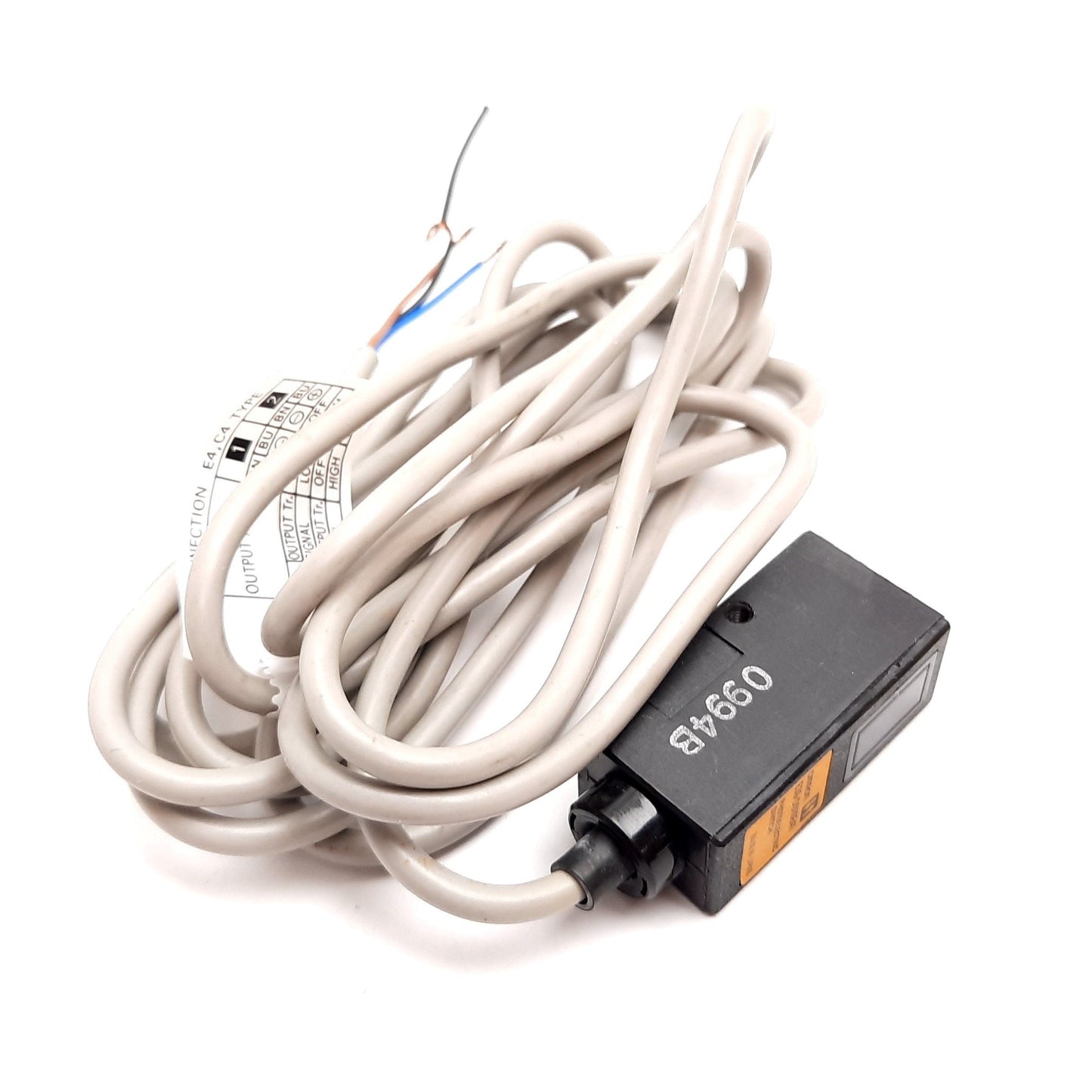 Used Omron E3S-DS10E41 Photoelectric Sensor, Diffuse Reflective, 100mm, 12-24VDC, NPN