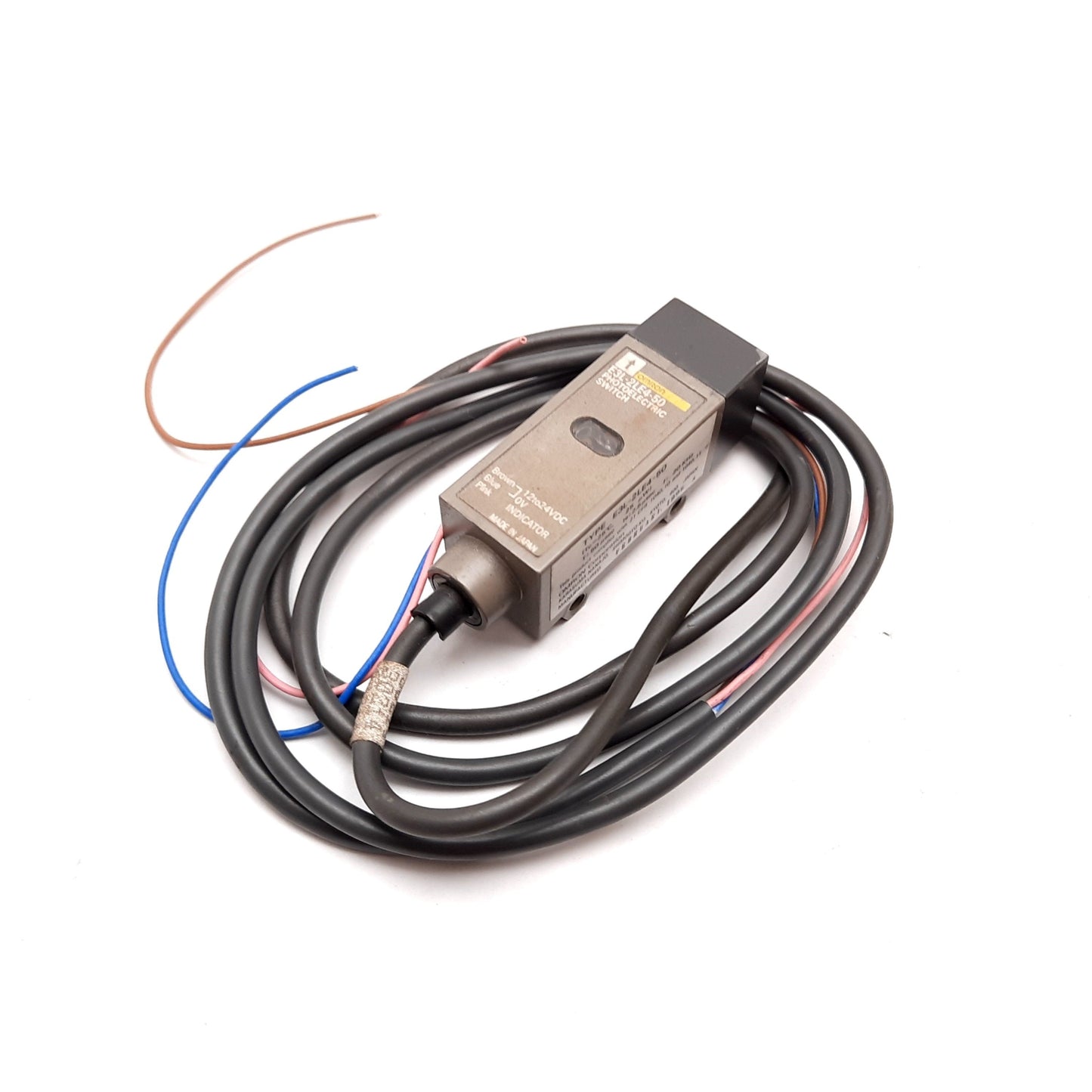 Used Omron E3L-2LE4-50 Laser Photoelectric Sensor Emitter, 2m, 12-24VDC, 780nm