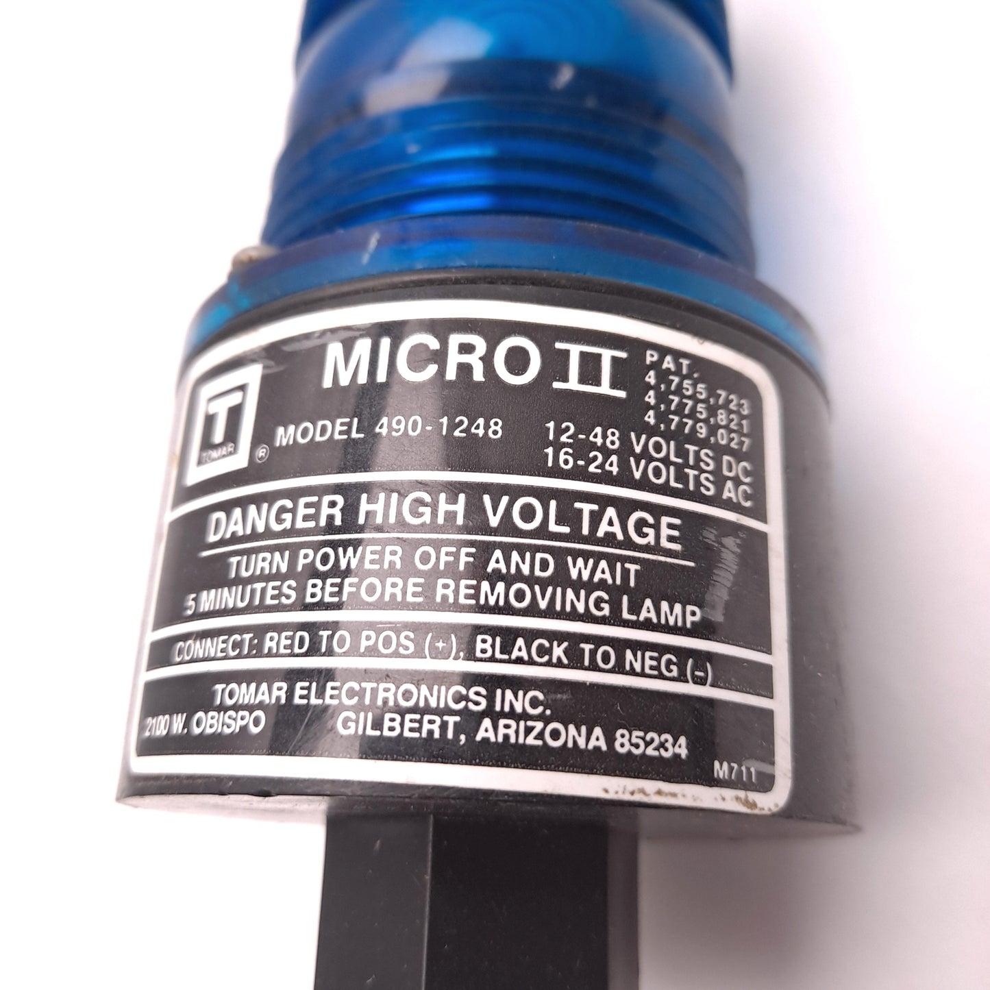 Used TOMAR 490-1248 II Blue Microstrobe Single Flash Strobe 12-48VDC 16-24VAC