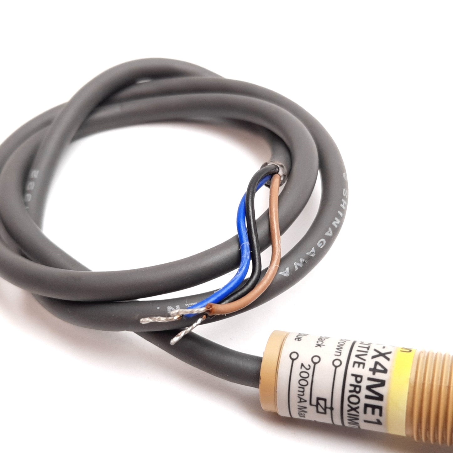 Used Omron E2K-X4ME1 Capacitive Proximity Sensor, 4mm, 12-24VDC, NPN N/O, M12