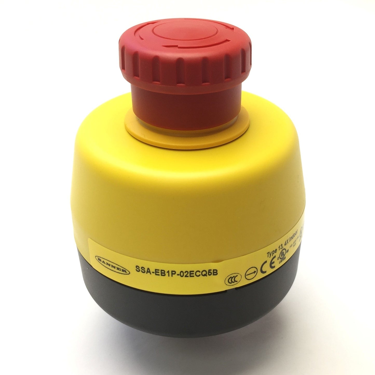 New Banner SSA-EB1P-02ECQ5B Emergency Stop Button 30mm Mount 25301, 2xNC, 2A @ 30VDC