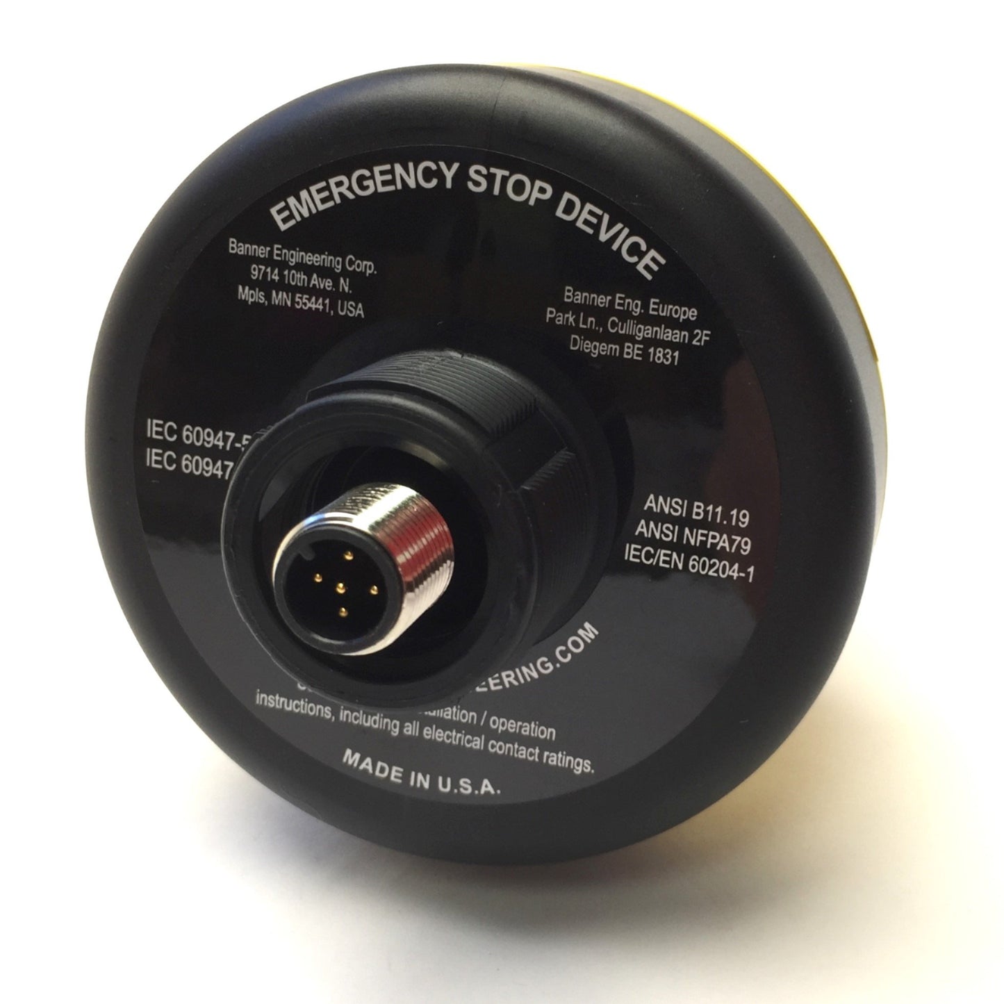 New Banner SSA-EB1P-02ECQ5B Emergency Stop Button 30mm Mount 25301, 2xNC, 2A @ 30VDC