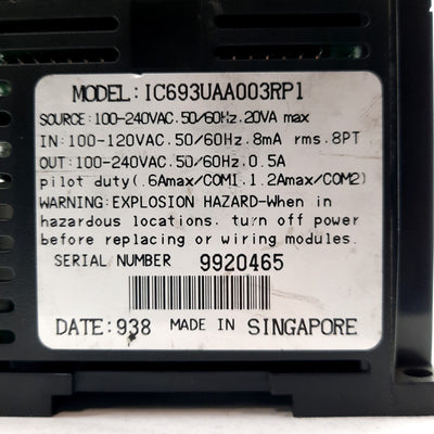Used GE Fanuc IC693UAA003RP1 Series 90 Micro PLC Programmable Controller 100-240VAC