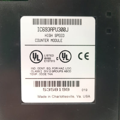 Used GE Fanuc IC693APU300J 90-30 High Speed Counter Module, 80kHz, 5/10-30VDC Input