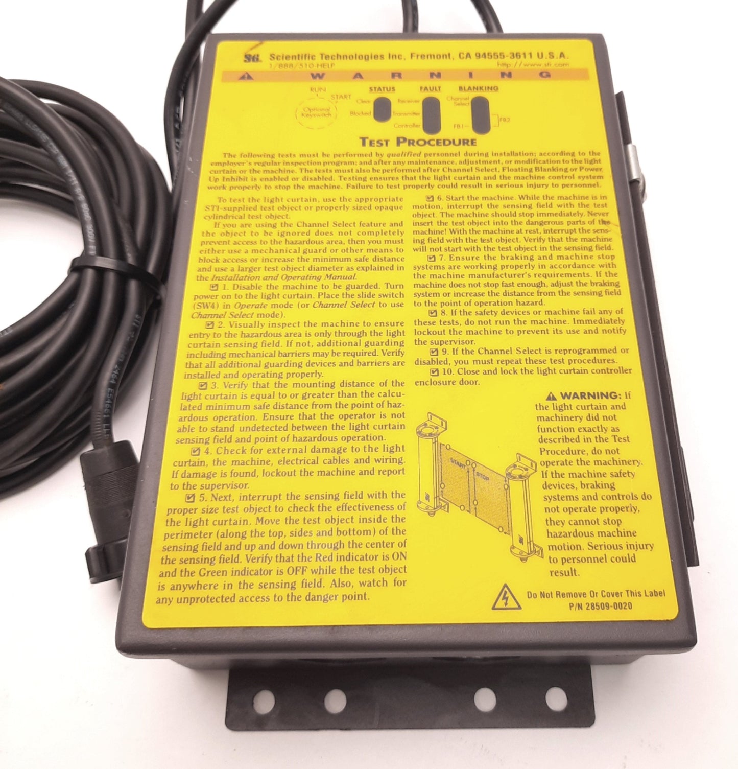 Used STI LCC-FB-AC1-U Light-Curtain Controller 70027-1000, 115VAC, 50/60Hz, 30VA