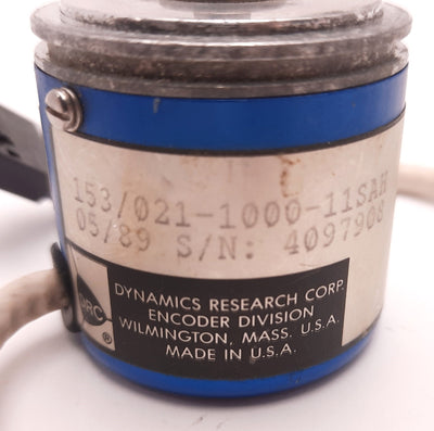 Used Dynamic Research 153/021-1000-11SAH Rotary Encoder, 10 Pin Connection,1/4" Shaft