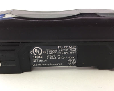 Used Keyence FS-N15CP Digital Fiber Optic Sensor Amplifier 12-24VDC, PNP, Red LED