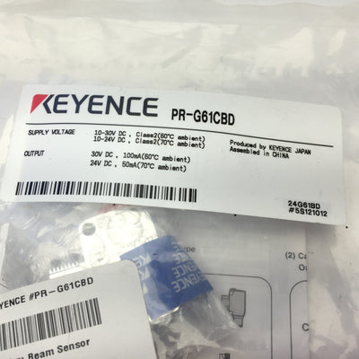 New Keyence PR-G61CBD Retro-Reflective Photoelectric Sensor, M12 4-Pin, 10-30VDC