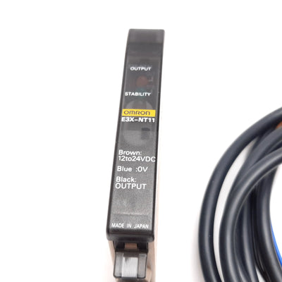 Used Omron E3X-NT11 Fiber Optic Photoelectric Sensor Amplifier, 12-24VDC, NPN