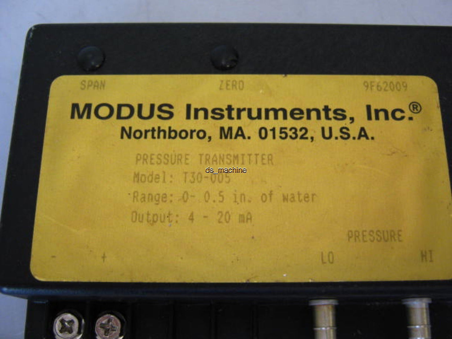 Used Modus T30-005 Pressure Transmitter 0 to 0.5 in. of water to 4-20mA