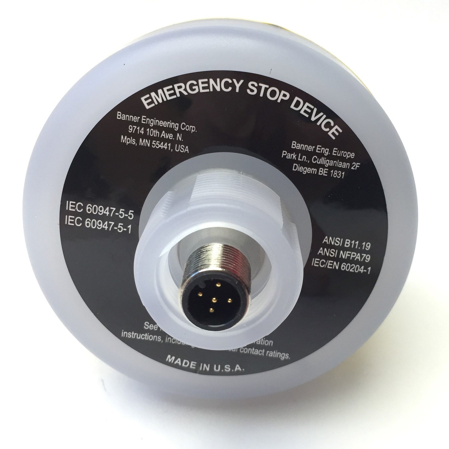 New Banner SSA-EB1PLXR-02ECQ5B Emergency Stop Push Button 30 mm 2NC, M12 Euro, 24VDC