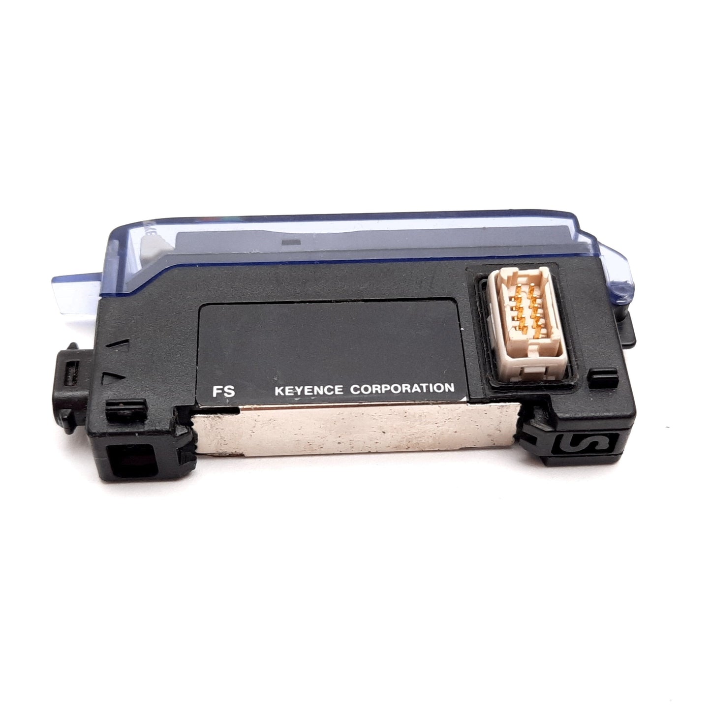 Used Keyence FS-T0 Fiber Optic Sensor Amplifier, 12-24VDC, Red LED, DIN Mount