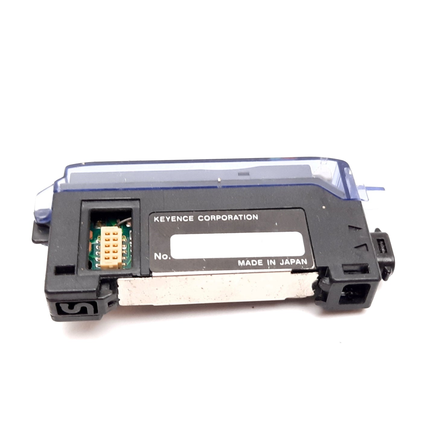 Used Keyence FS-T0 Fiber Optic Sensor Amplifier, 12-24VDC, Red LED, DIN Mount