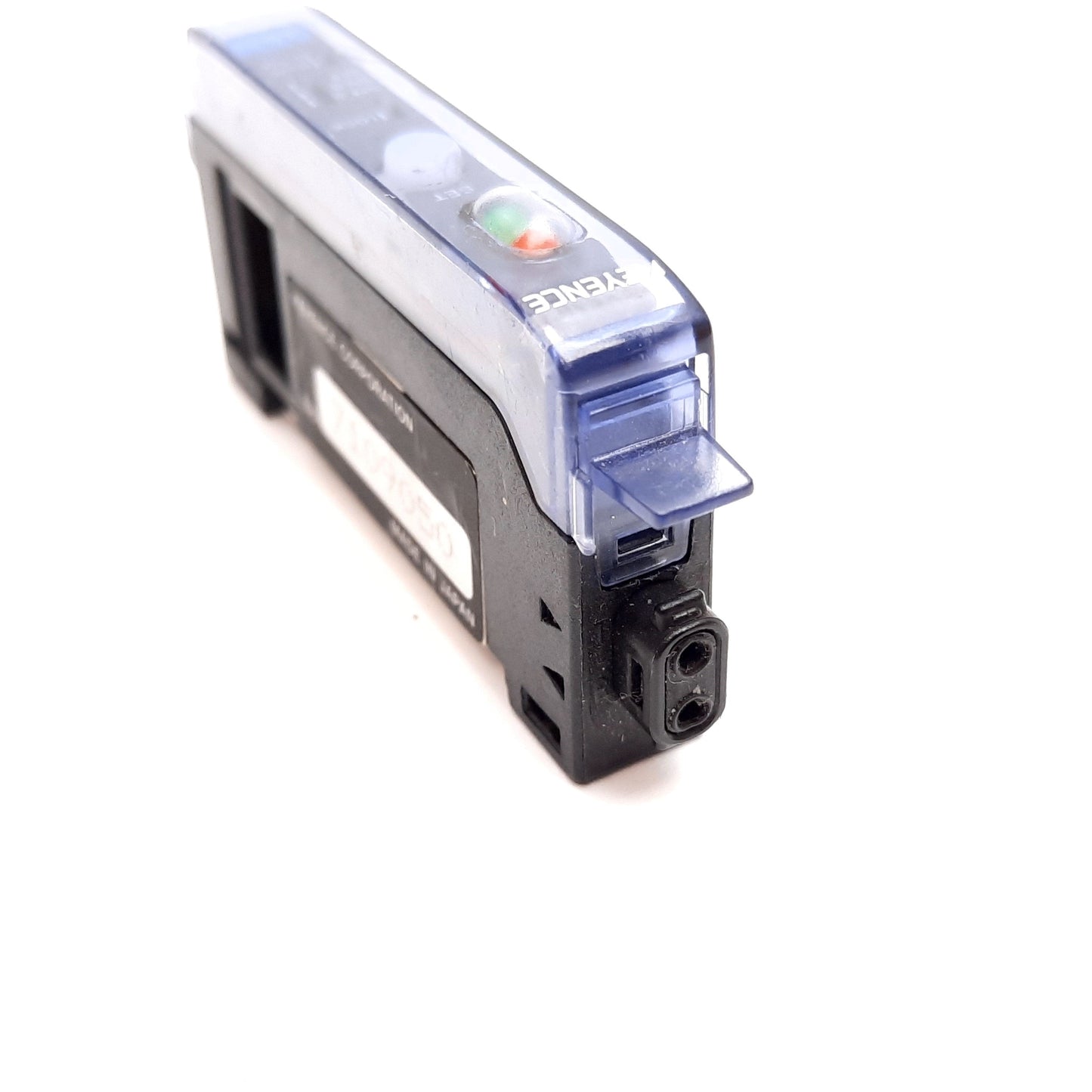 Used Keyence FS-T0 Fiber Optic Sensor Amplifier, 12-24VDC, Red LED, DIN Mount