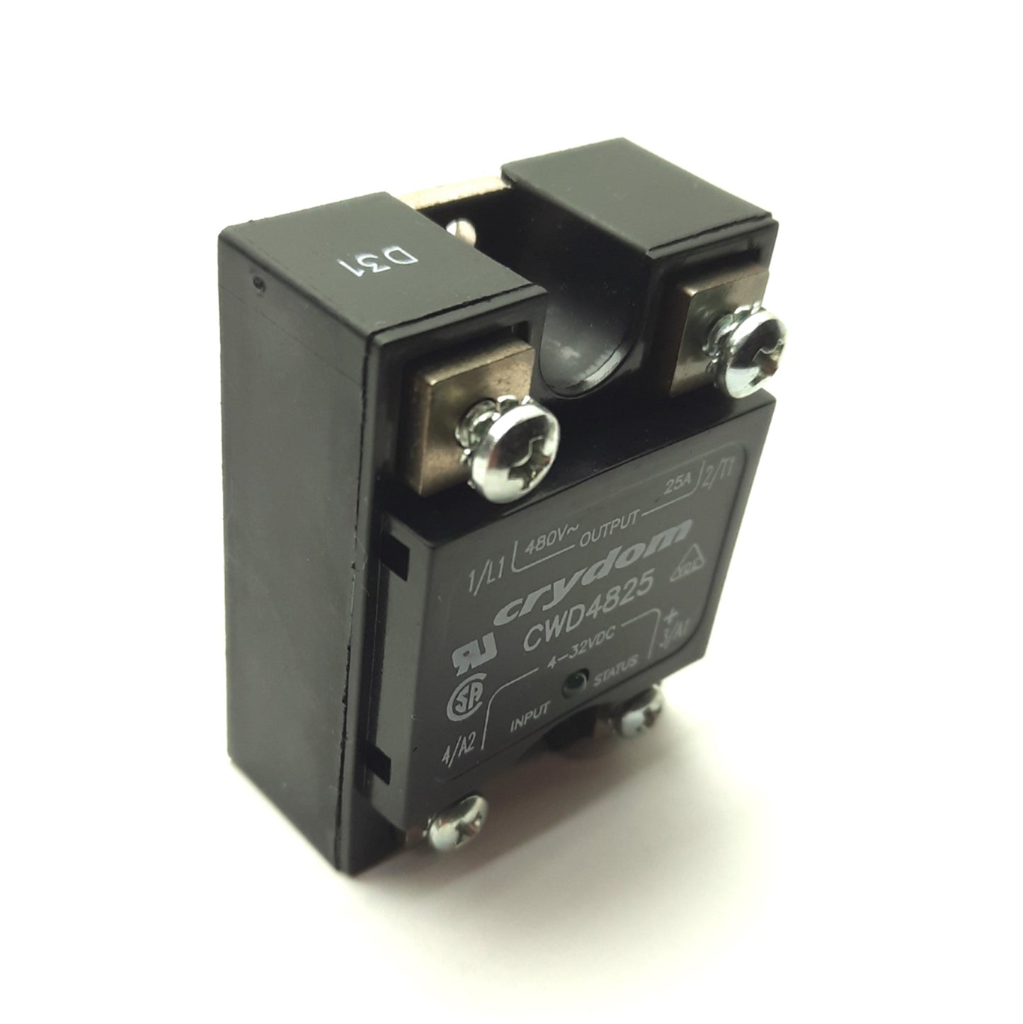 Used Crydom CWD4825 Solid-State Relay, 480VAC 25A Contact, 4-32VDC Control