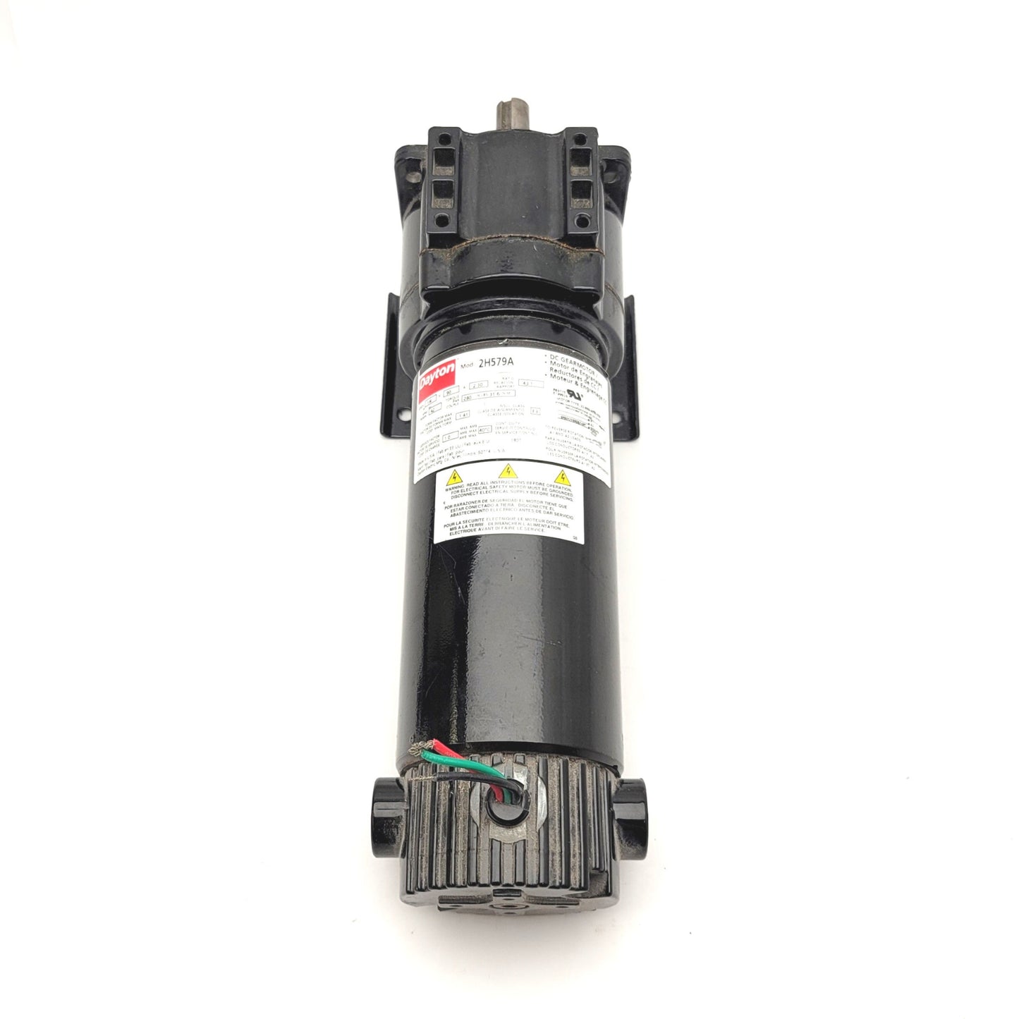 Used Dayton 2H579A DC Gearmotor 90VDC, 43:1, 1/4HP, 42RPM, 280in-lb, 5/8" Shaft