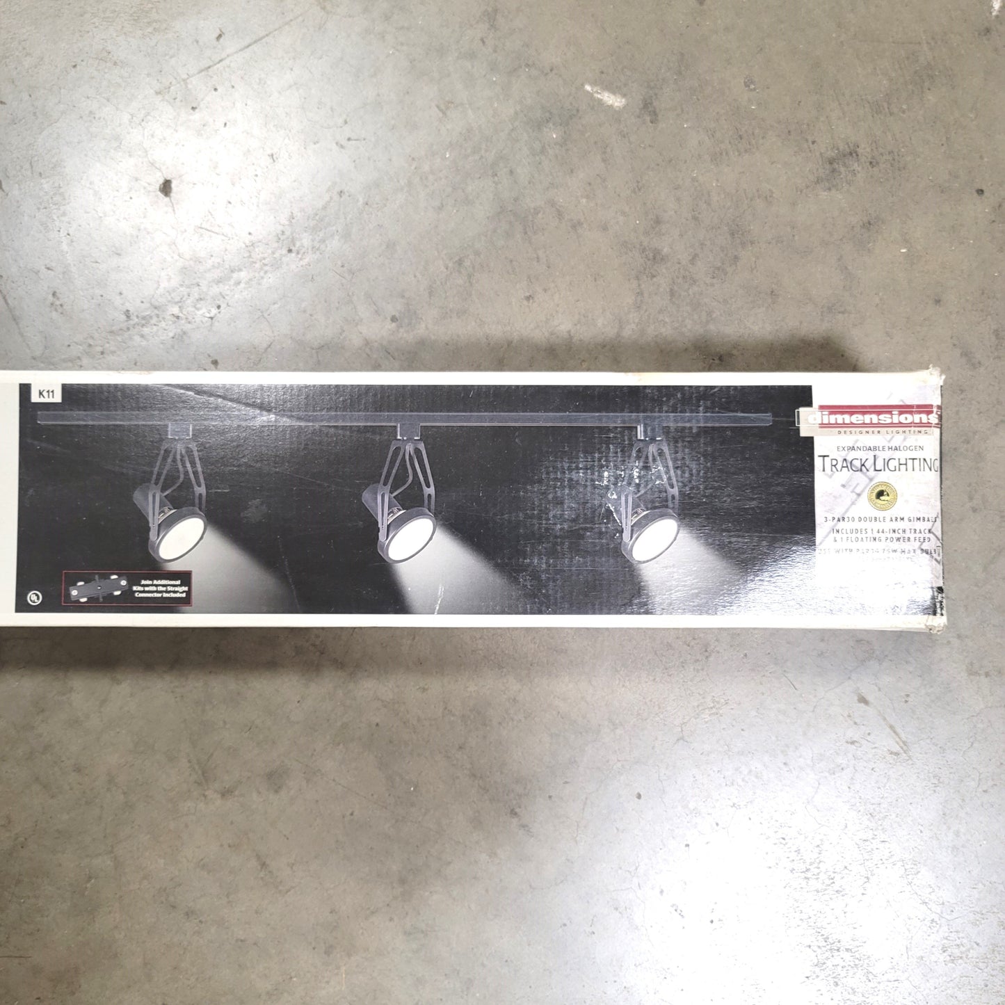 Used Hampton Bay 374379 K11 Dimensions Halogen Track Lighting Kit, 44" Track, 3-Light