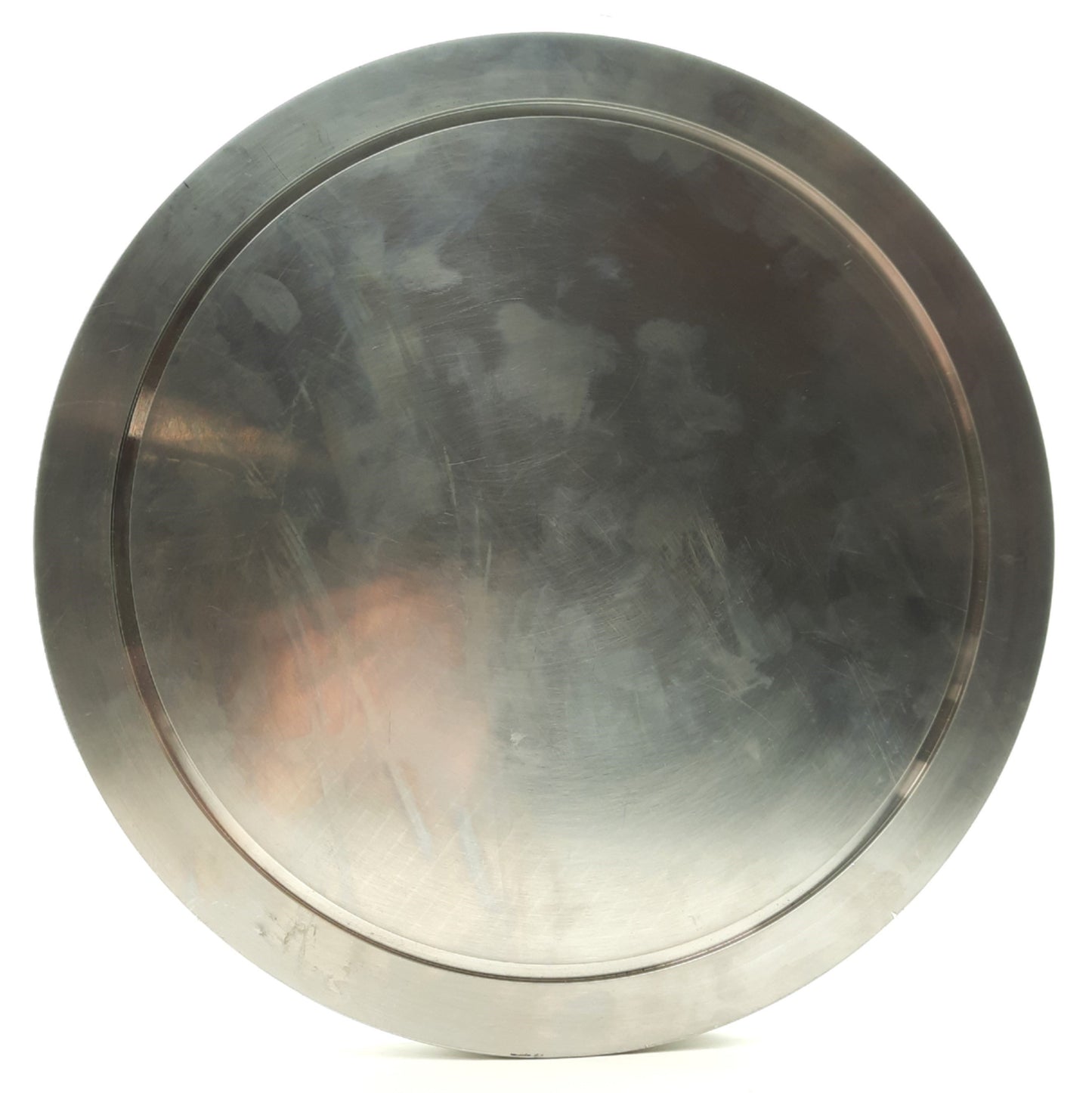 Used Aluminum Sanitary Fitting Tri Clamp Pipe End Cap 14 1/2" Diameter 11/16" Thick