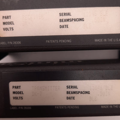 Used STI DK-7 Light Curtain Transmitter/Receiver, 12" Size, 0.5" Beam Spacing