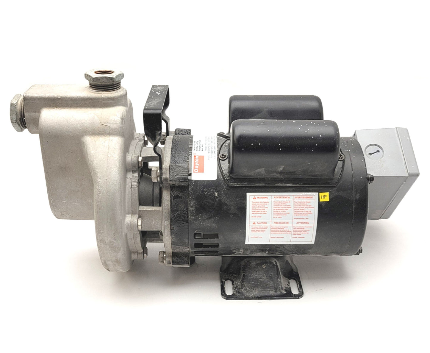 Used Dayton 5PXY0 Centrifugal Utility Pump 115VAC, 1/2HP, 6Ft Lift, 46Ft Head, 1"NPT