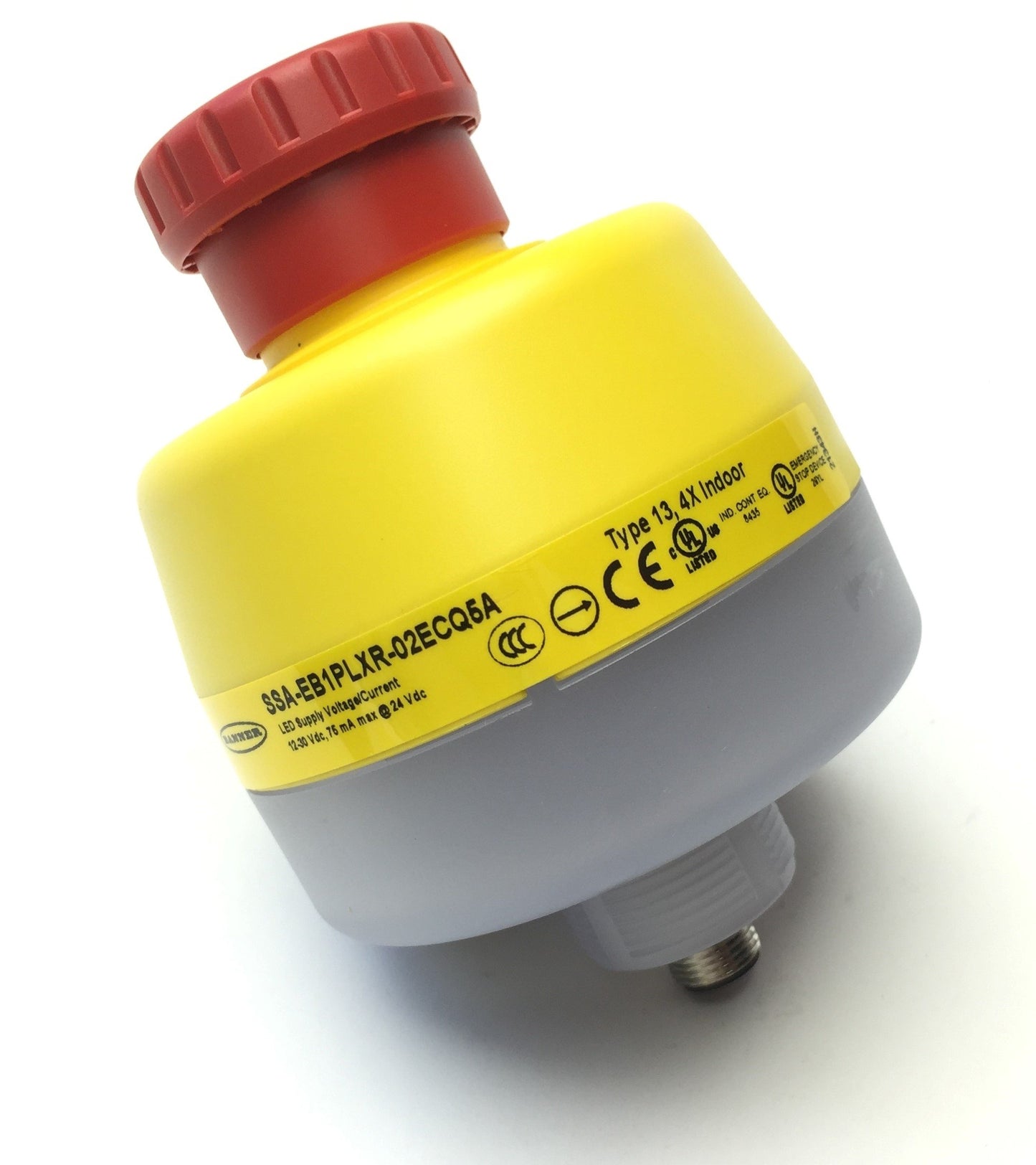 New Banner SSA-EB1PLXR-02ECQ5A Emergency Stop Push Button 30 mm 2NC, M12 Euro, 24VDC