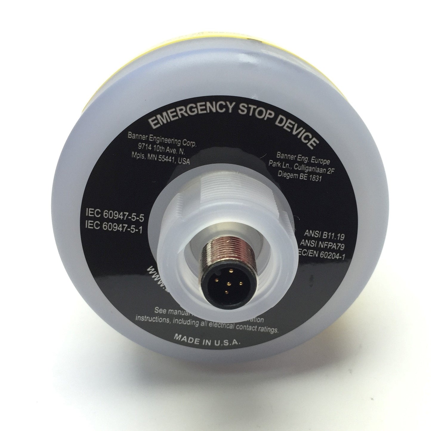 New Banner SSA-EB1PLXR-02ECQ5A Emergency Stop Push Button 30 mm 2NC, M12 Euro, 24VDC
