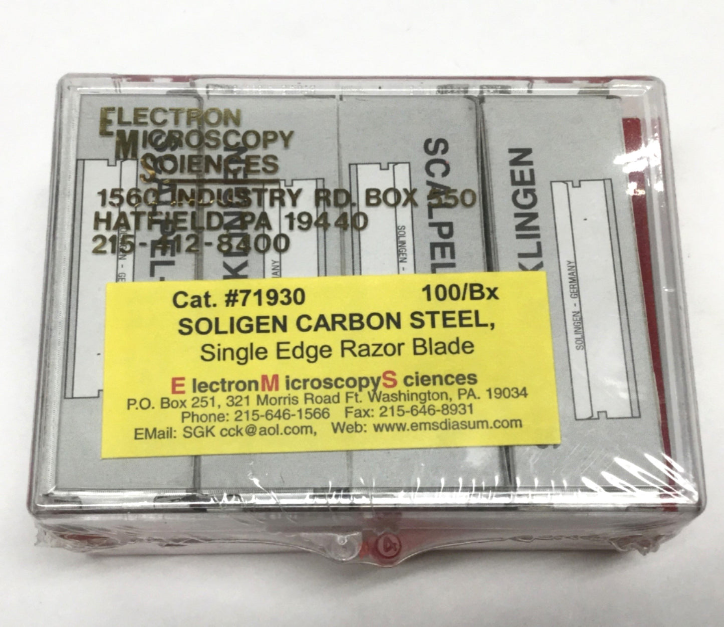 New Box of 100 EMS 71930 Soligen Carbon Steel Single Edge Extra Long Razor Blades