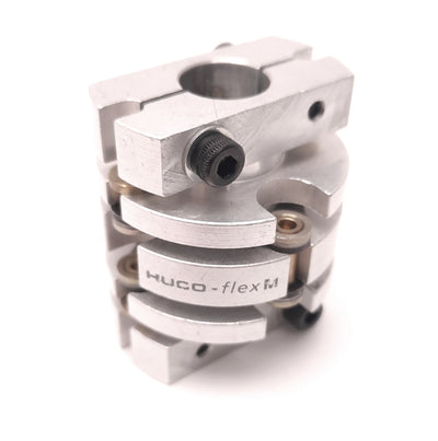 Used Huco 466.41.3538 Flexible Disc Coupling 12mm and 14mm Clamps, 5000 RPM Max