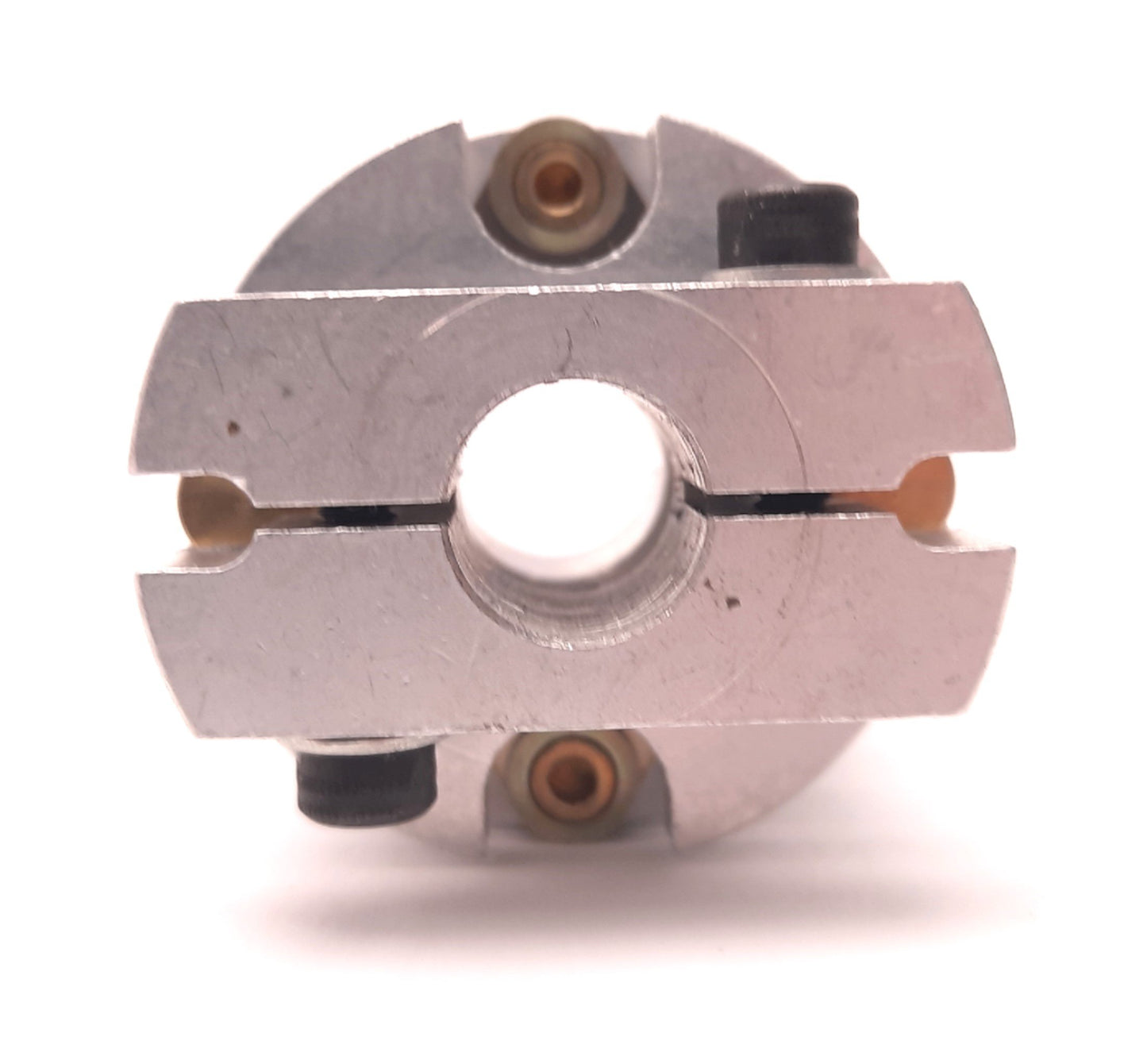 Used Huco 466.41.3538 Flexible Disc Coupling 12mm and 14mm Clamps, 5000 RPM Max