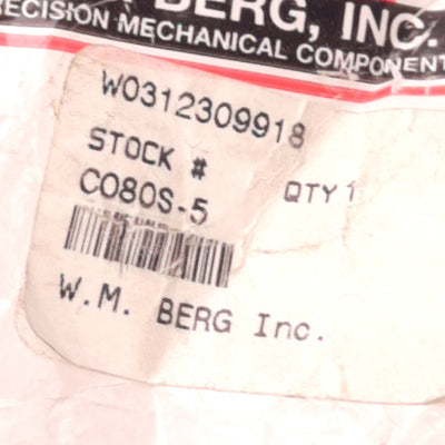 New – Open box New Berg CO80S-10 Steel Flexible Coupling 0.36" Shaft Clamp, 88 In-Lb Max