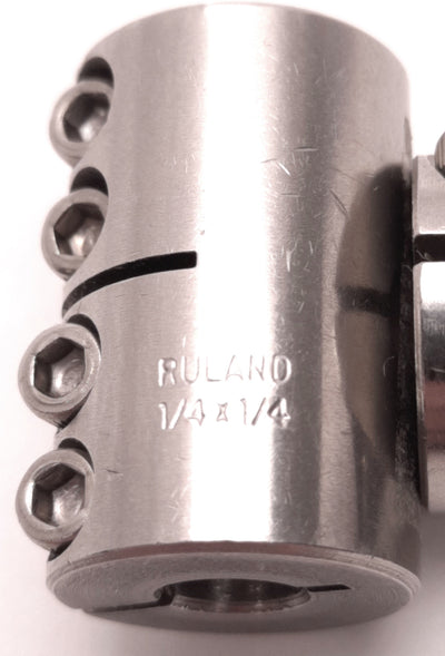 Used Ruland CLX-4-4-SS Rigid Clamp Shaft Coupler 1/4" Bore, 6.5mm OD, 25.5mm Length