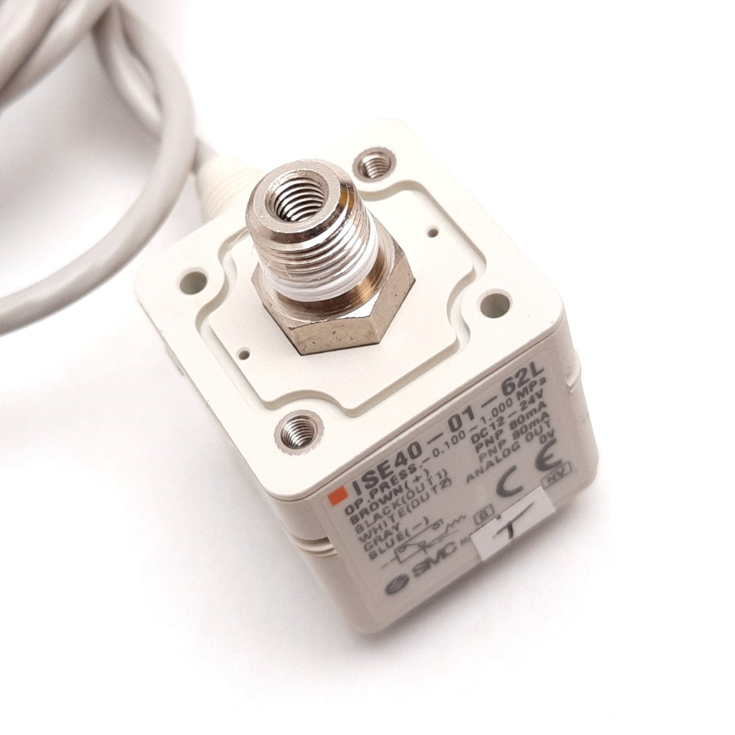 Used SMC ISE40-01-62L Pressure Switch, -0.1 to 1.0MPa, 12-24VDC, PNP, 1/8" NPT 10-32