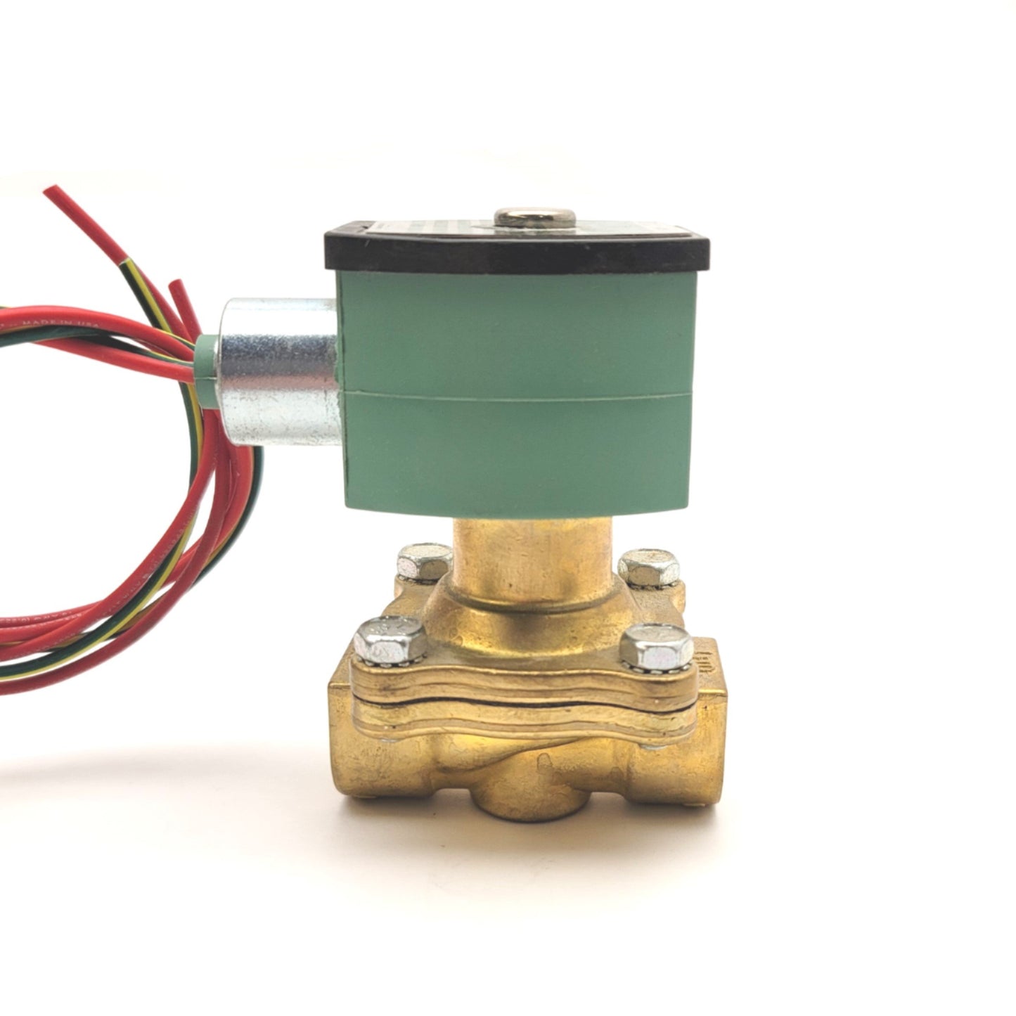 Used Asco 8210G033 RedHat Brass Solenoid Valve, 3/8"NPT, 120VAC Coil, 150psi Max
