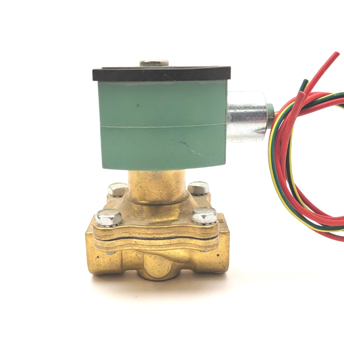 Used Asco 8210G033 RedHat Brass Solenoid Valve, 3/8"NPT, 120VAC Coil, 150psi Max