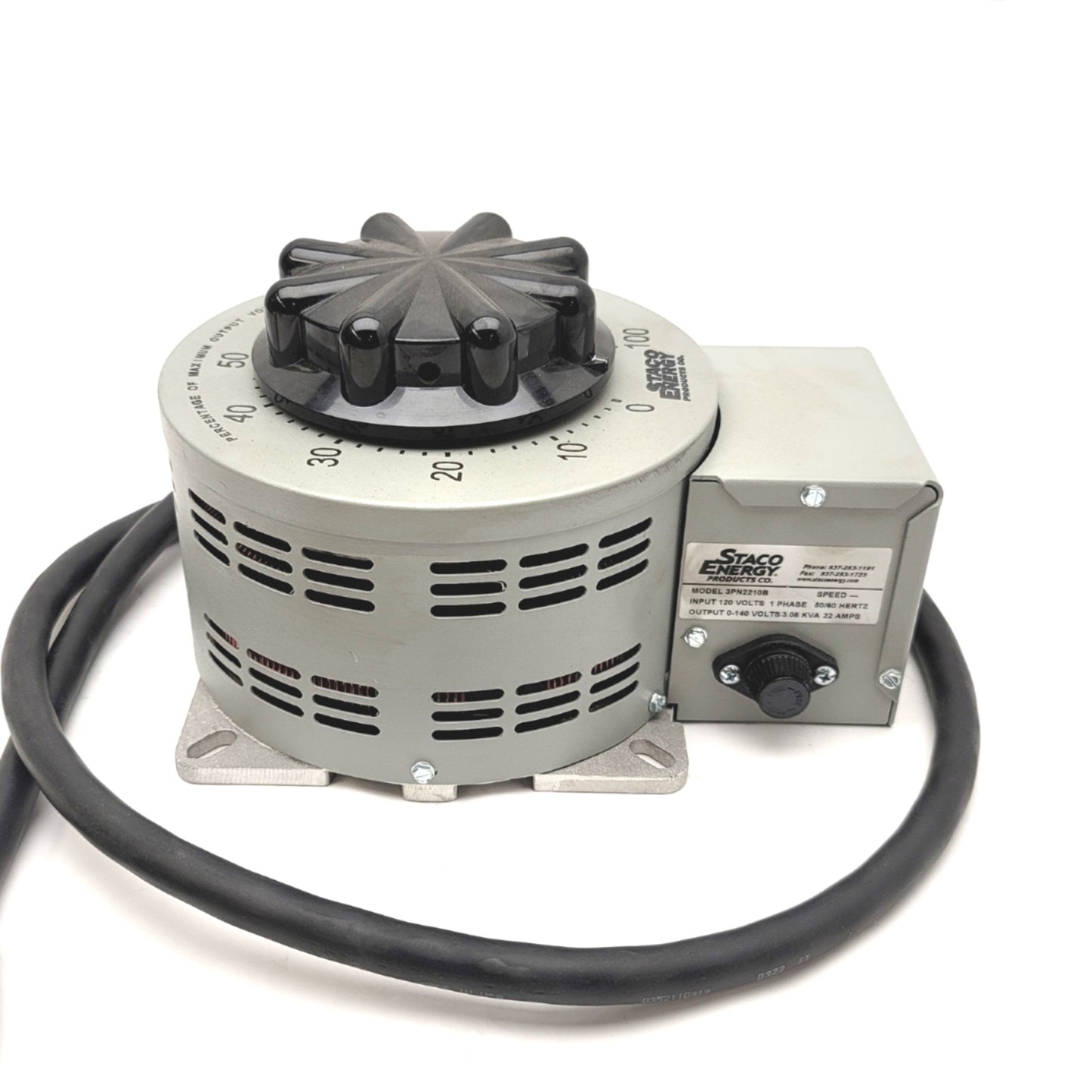 Used Staco Energy Products 3PN2210B Variable Voltage Autotransformer 0-140VAC 22A 1PH