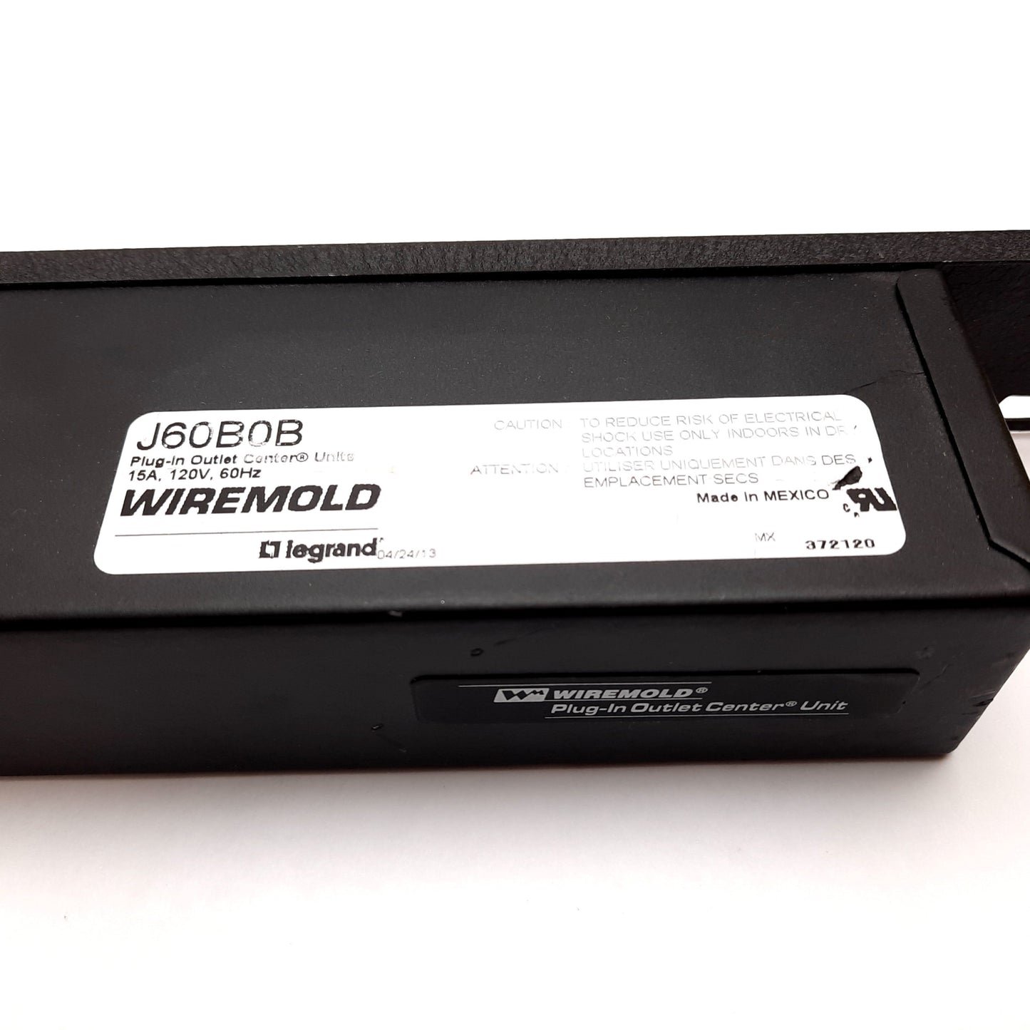 Used Wiremold J60B0B Plug-In Outlet Rackmount Center Power Strip, 6-Outlet, 15A, 120V