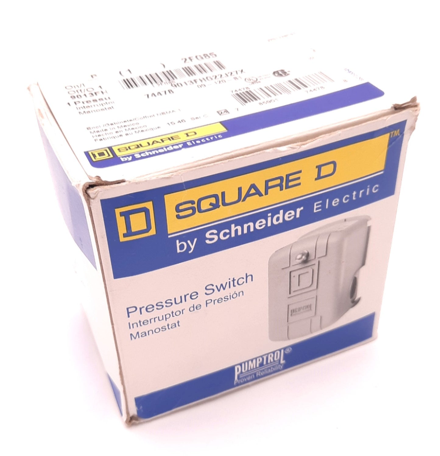 New Square-D 2FG85 Pressure Switch 1/4" Port, DPST, 20 to 100 Psi, 80/100 On/Off