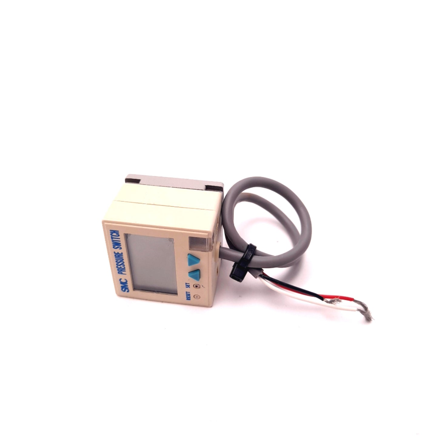 Used SMC ISE4-T1-25 Digital LCD Pressure Switch, 0-1MPa, 12-24VDC, NPN, 1/8" NPT