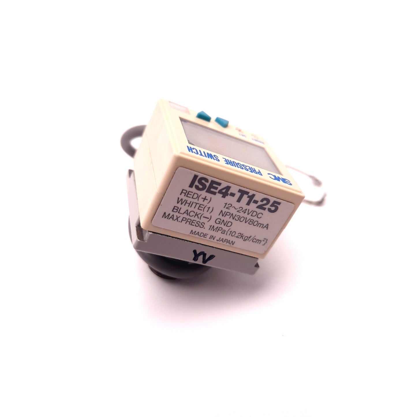 Used SMC ISE4-T1-25 Digital LCD Pressure Switch, 0-1MPa, 12-24VDC, NPN, 1/8" NPT
