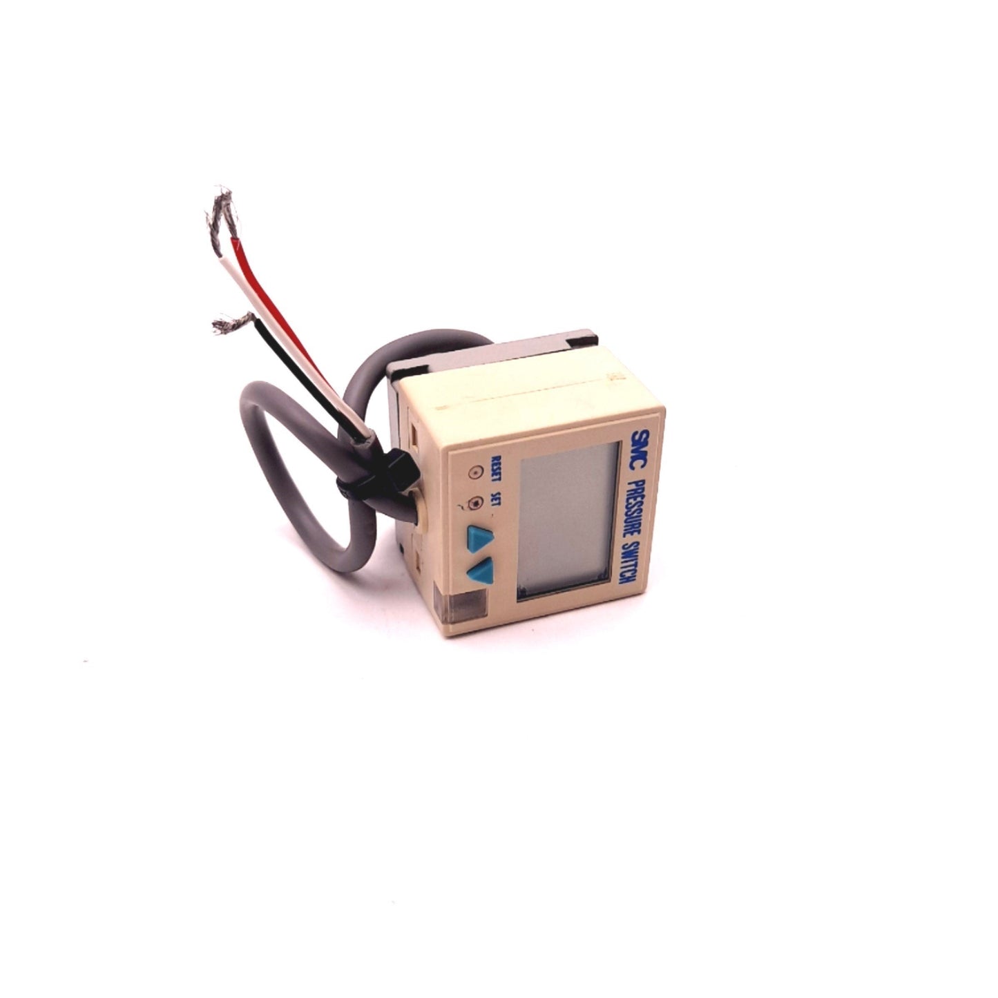 Used SMC ISE4-T1-25 Digital LCD Pressure Switch, 0-1MPa, 12-24VDC, NPN, 1/8" NPT