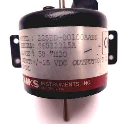 Used MKS 223BD-00100AABS Pressure Transducer, Range 50" H20, IN:+/-15VDC OUT: 0-5VDC