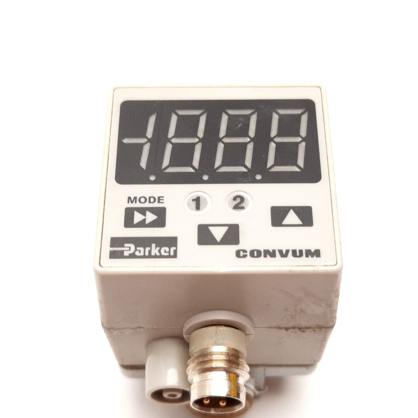 Used Parker MPS-V32N-PC Pressure Sensor, 0 to -30inHg, 12-24VDC, PNP, 1/8" NPT