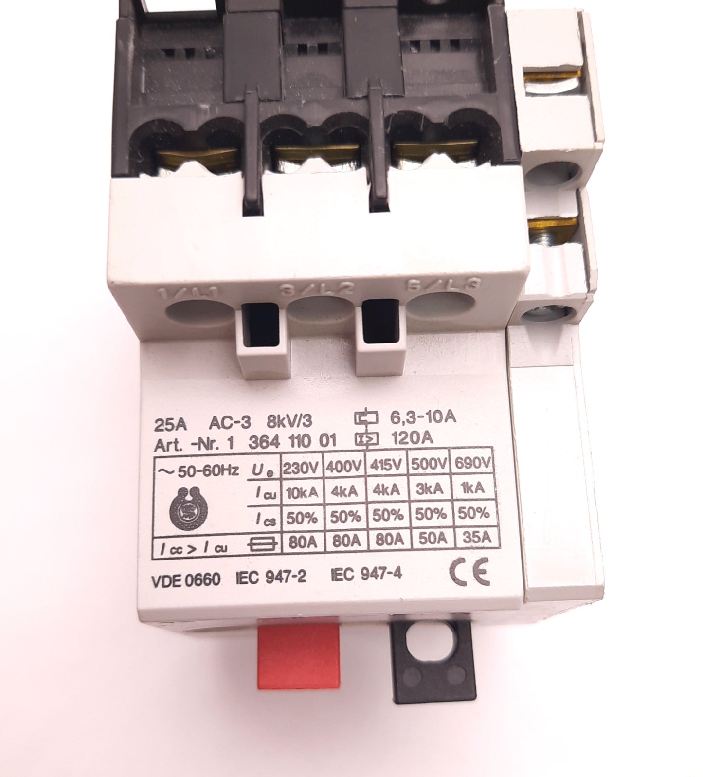 Used Schiele MSU-K10 Motor Starter/Breaker with MSU-A1 Aux Contact 600v Ac, 10 Amps