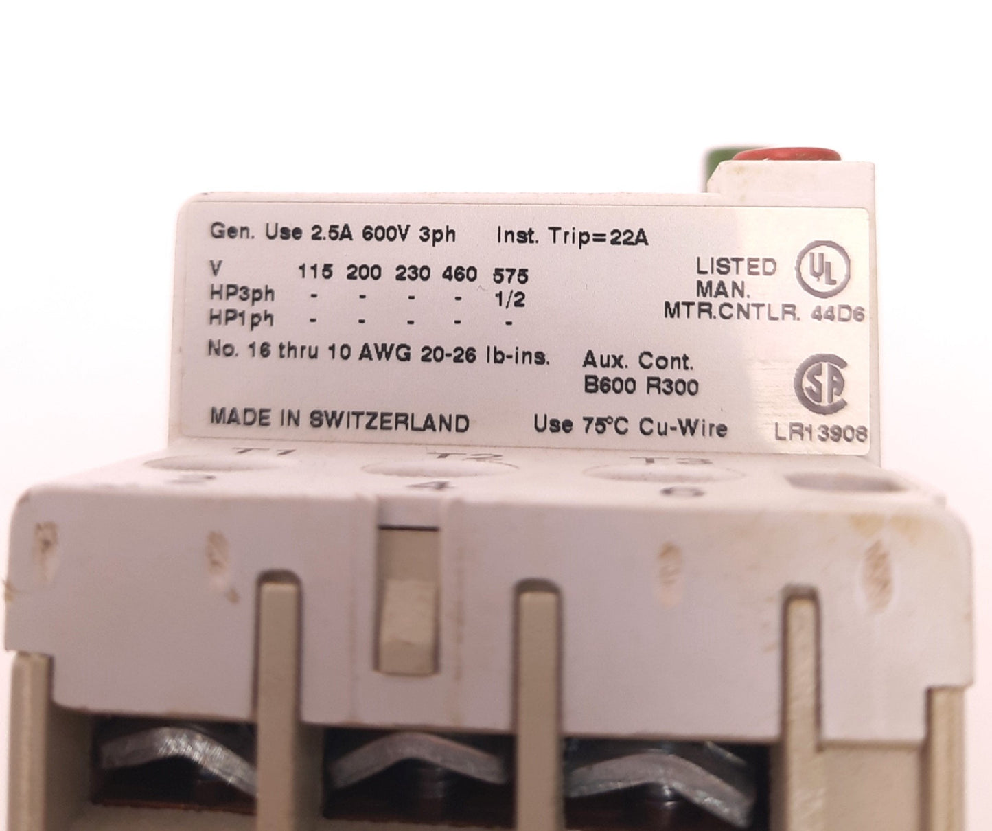 Used Allen Bradley 140-MN-0100 Ser D Manual Motor Starter 3 Pole 600v 2.5Amp 3 Phase