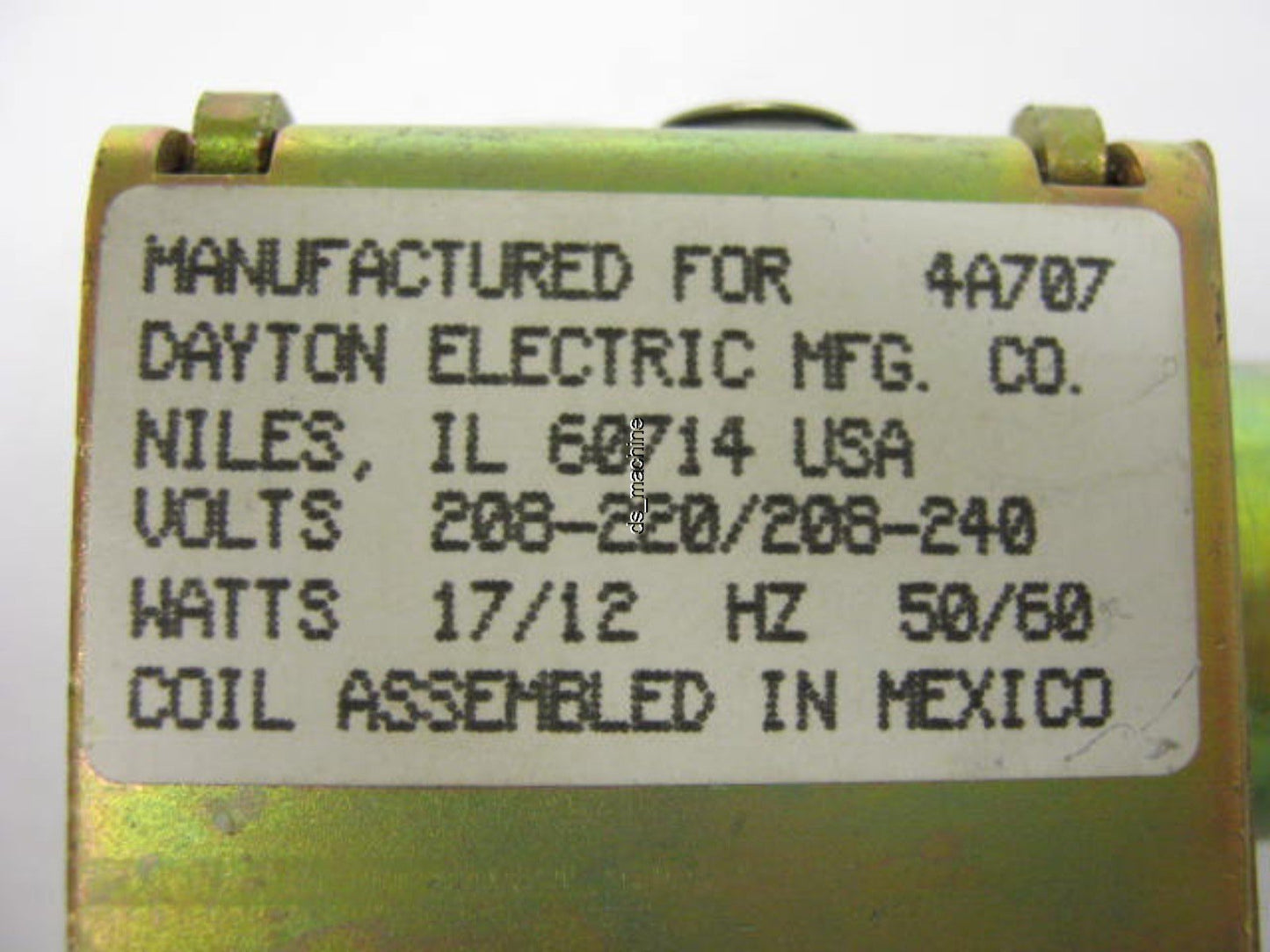 Used Dayton 4A707 Solenoid w/ 1/2" NPT Brass Solenoid Valve 208-240VAC 17W