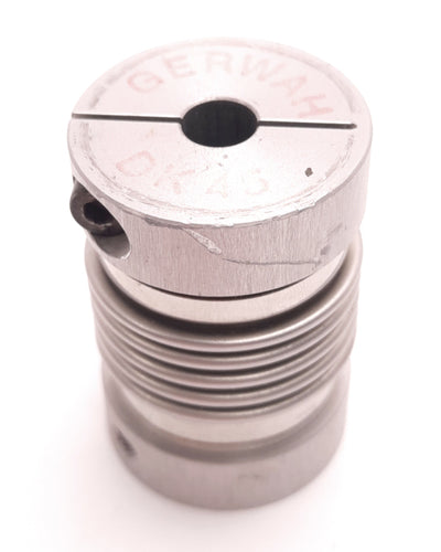 Used Gerwah DK 45 Metal Bellows Coupler 8mm to 1/4" Bore, 32mm OD, 49mm Length