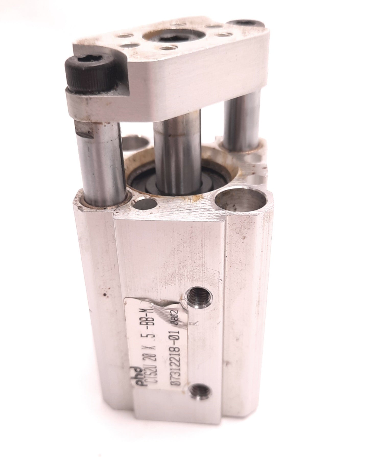Used PHD CTS2U20x.5-BB-M Guided Pneumatic Cylinder 20mm Bore, 1/2" Stroke, Shock Pads