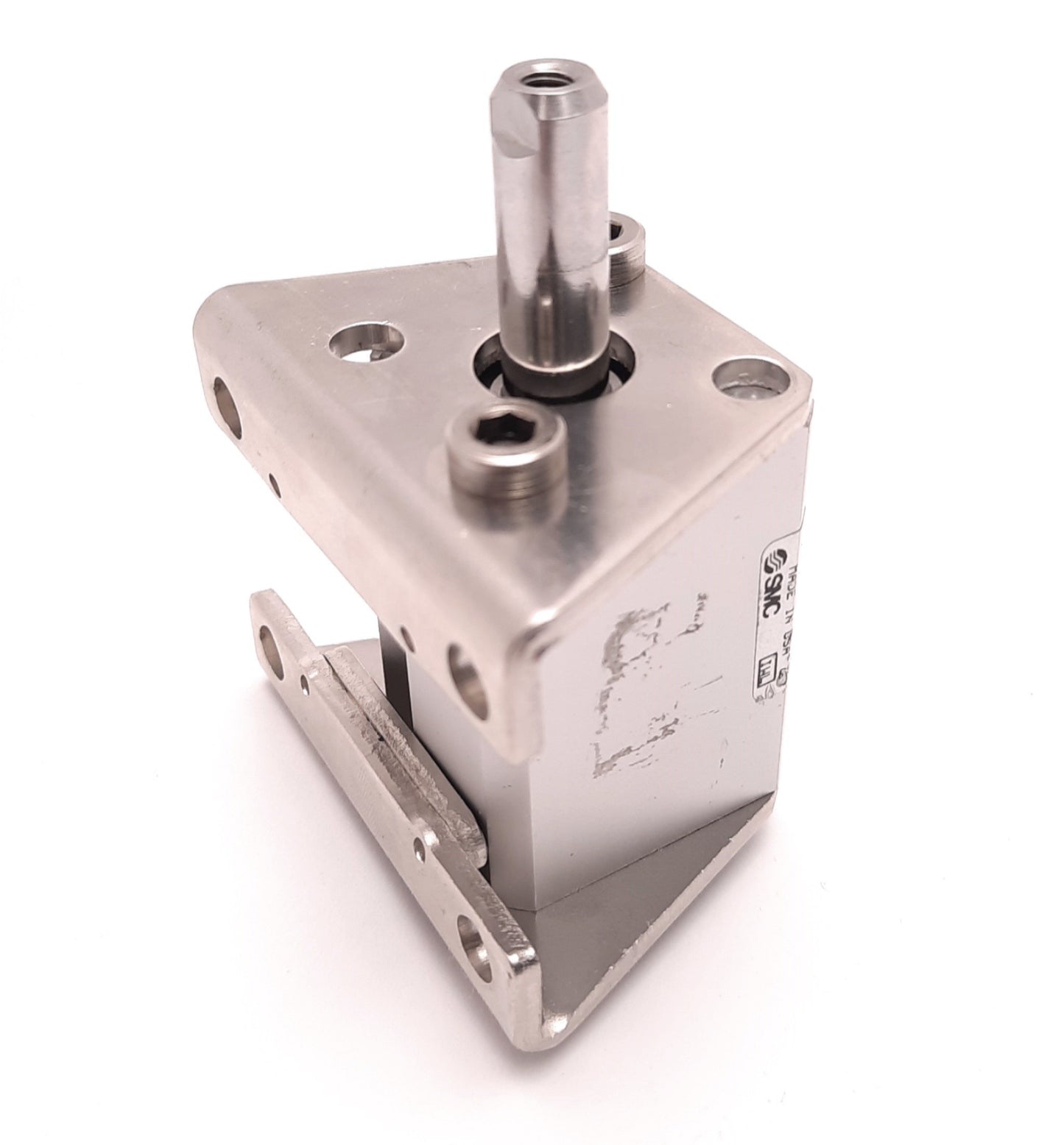 Used SMC NCDQ2L20-15D Compact Cylinder w Foot Mount and Magnet, 20mm Bore,15mm Stroke